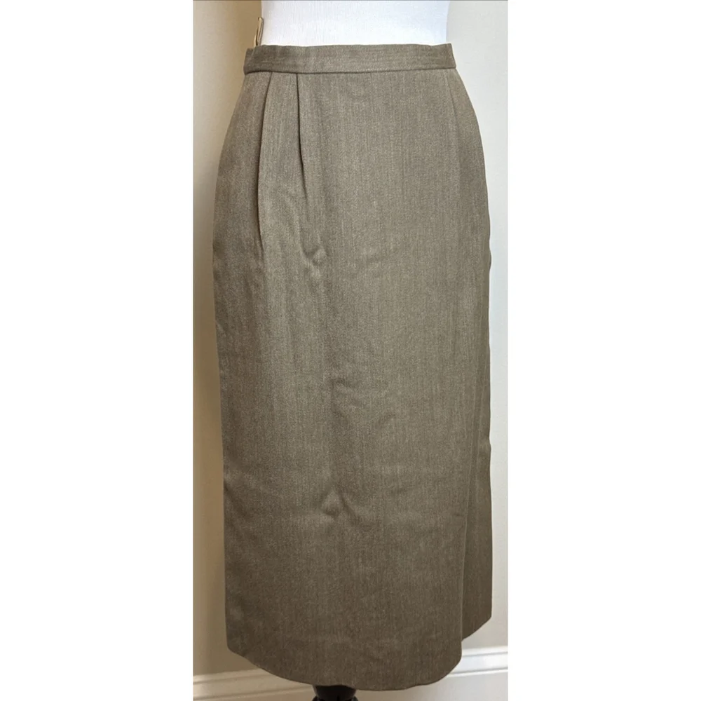 Hermes Sellier Brown Wool Pleated Skirt Classic Style Small Medium Vintage 28” W